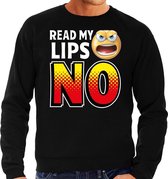 Funny emoticon sweater Read my lips NO zwart heren S (48)