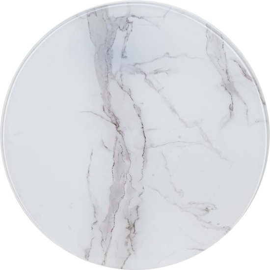 Rentmeester combineren appel Tafelblad Ã˜ 60 cm glas met marmeren textuur wit | bol.com