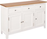 Dressoir - Massief eikenhout - Bruin en wit - 110x33,5x70 cm