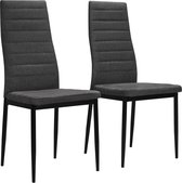 Eetkamerstoelen 2 st stof donkergrijs