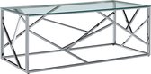 Salontafel 120x60x40 cm gehard glas roestvrij staal transparant