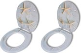 Toiletbril met hard-closedeksel 2 st MDF zeester