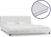 Bed met traagschuim matras kunstleer wit 160x200 cm