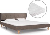 Bed met matras stof taupe 180x200 cm