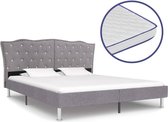 Bed met traagschuim matras stof lichtgrijs 160x200 cm