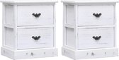 Nachtkastjes 2 st 38x28x45 cm paulowniahout wit