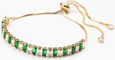 Armband Met Groene Strass (6 x 3 mm) Goud (1 stuks)