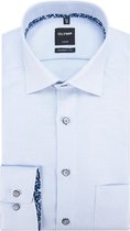 OLYMP Modern Fit overhemd - lichtblauw structuur (contrast) - boordmaat 44