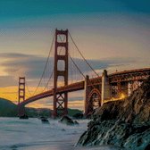 MyHobby Borduurpakket – Golden Gate Bridge San Francisco 50×50 cm - Aida stof 5,5 kruisjes/cm (14 count)