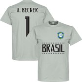 Brazilië A. Becker Keeper Team T-Shirt - Licht Grijs - L