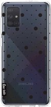 Casetastic Samsung Galaxy A71 (2020) Hoesje - Softcover Hoesje met Design - Pin Points Polka Black Transparent Print