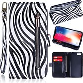 P.C.K. Samsung Galaxy A30 zebra rits boekhoesje/bookcase voor 12 Pasjes