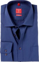 Redmond regular fit overhemd - marine blauw - Strijkvriendelijk - Boordmaat: 43/44