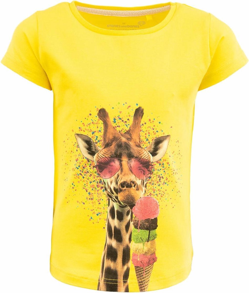 Stones and Bones t-shirt meisjes - geel - giraf - maat 128 | bol.com