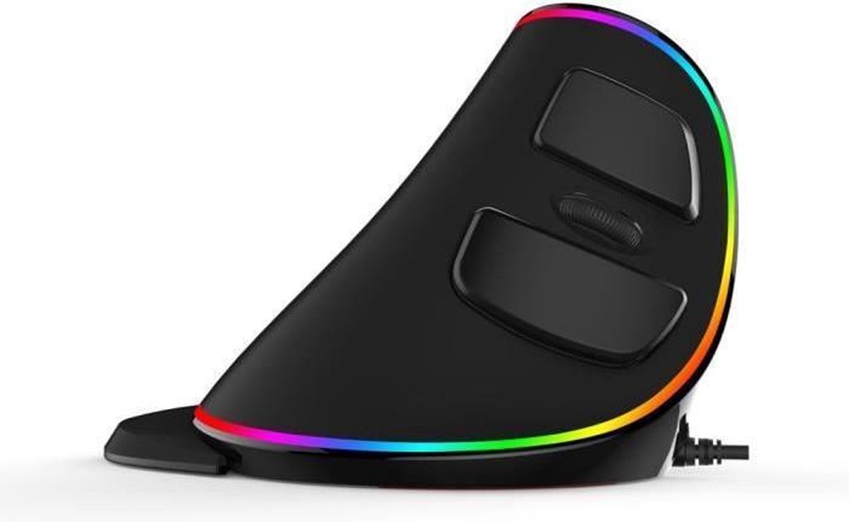 DELUX Ergo zwarte verticale muis - Draadloos - RGB