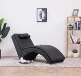 Massage chaise longue met kussen kunstleer bruin