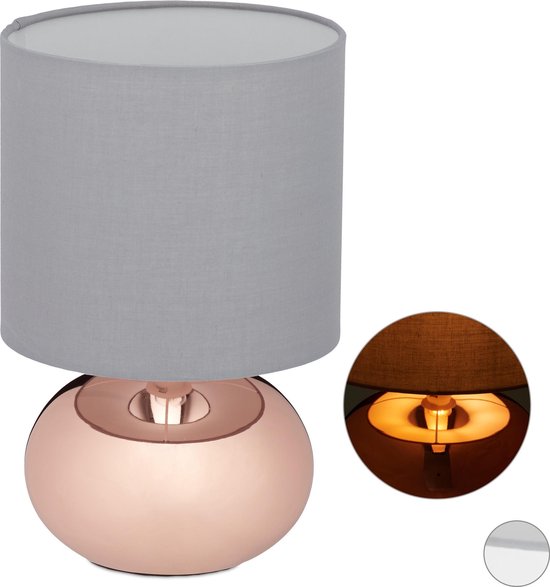 Relaxdays tafellamp touch - nachtlamp - modern - dimbaar - E14 -  schemerlamp - touch... | bol.com