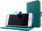 Samsung S8 - Pure Turquoise Leren Portemonnee Hoesje - Lederen Wallet Case TPU meegekleurde binnenkant- Book Case - Flip Cover - Boek - 360º beschermend Telefoonhoesje