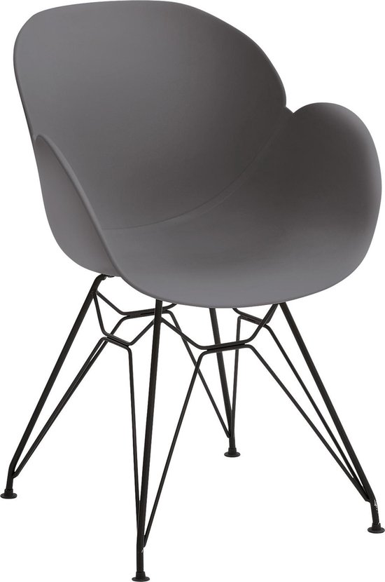 GALLERY M I TONIO stoel | Eetkamerstoel I kunststof met metaal | grijs 47 x 58, H 84 cm