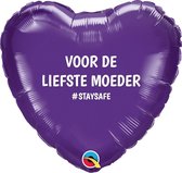 STAYSAFE Hart Paars "Voor de liefste Moeder" GEVULD MET HELIUM