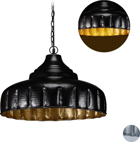 relaxdays hanglamp industrieel - eettafel lamp - plafondlamp - industriele lamp - vintage zwart - Relaxdays