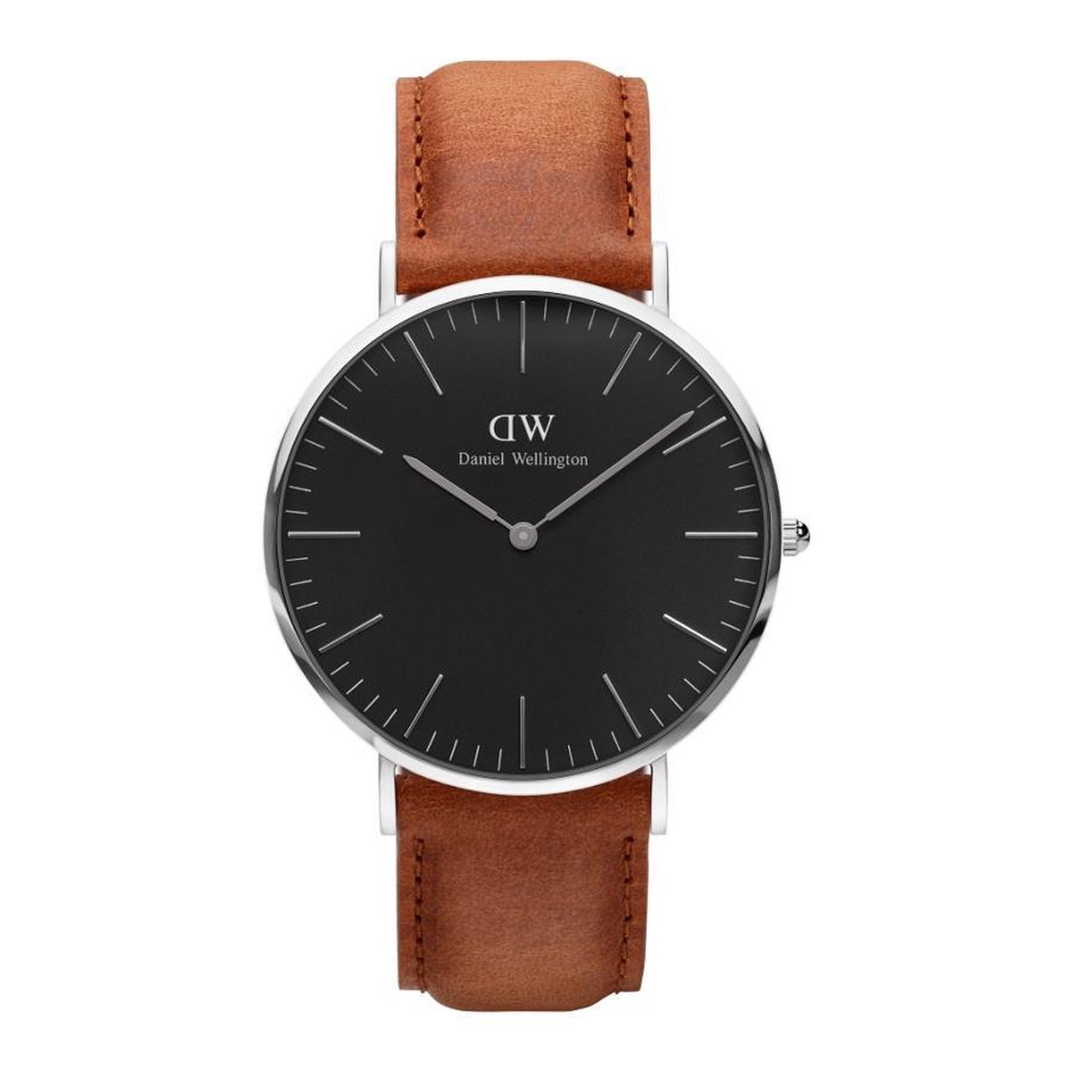 Daniel Wellington DW00100132 Classic Black Durham - Horloge - Leer - Bruin - 40 mm
