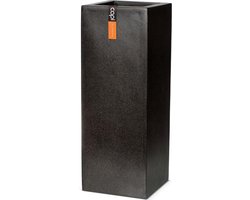 Capi Europe - Bloempot rechthoek Terrazzo - 25x25x67 - Zwart - Bloempot voor buiten - FIT951