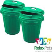 RelaxPets - Voerton - Voer Bewaar Box - Feed Bucket - Draaisluiting - Groen - 70 Liter - 2 Stuks - 62x47cm
