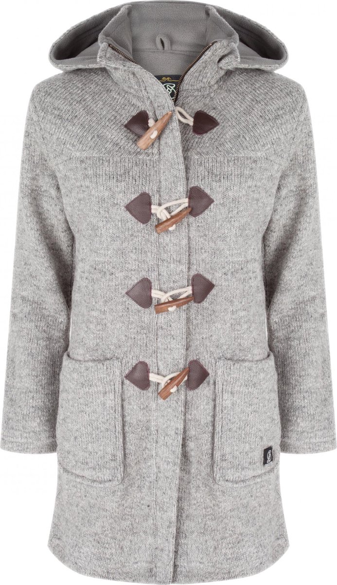 Gebreid Wollen Dames Vest van Schapenwol met Polyester Fleece voering en afneembare capuchon SHAKALOHA W Cody Grijs