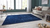 Handgetuft hoogpolig vloerkleed Supersoft - blauw 80x250 cm