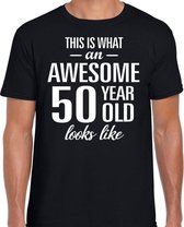 Awesome 50 year - geweldige 50 jaar cadeau t-shirt zwart heren -  Verjaardag cadeau M