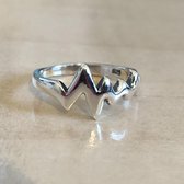 Zilveren ring heartbeat