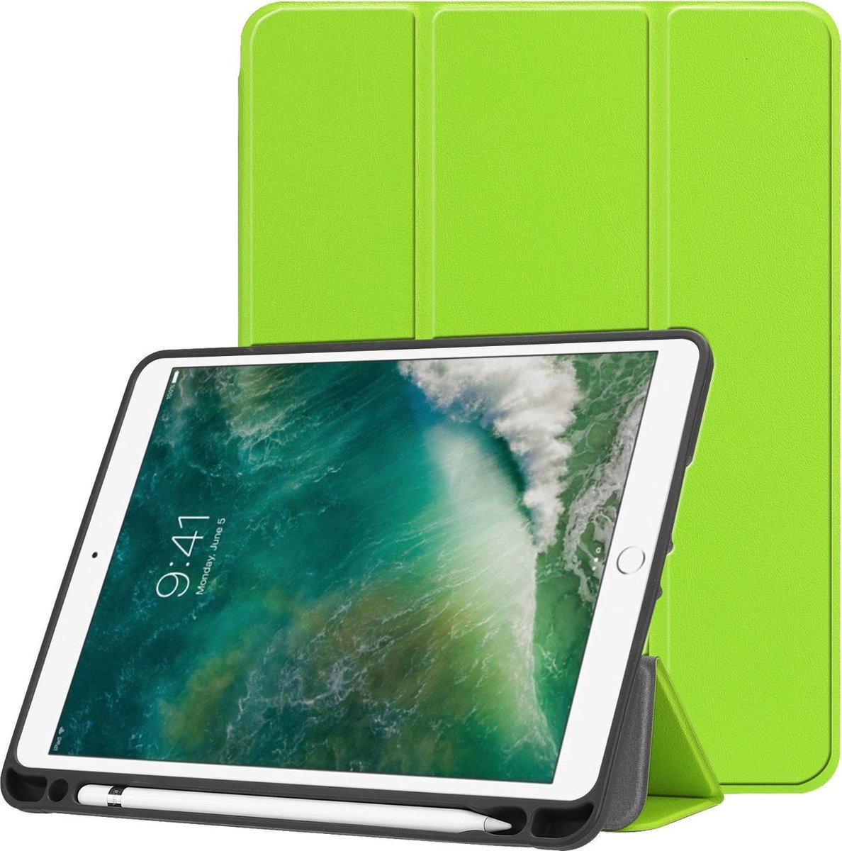 iPad Air 1 Hoesje Book Case Hoes Met Uitsparing Voor Apple Pencil Groen