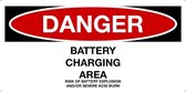 Sticker 'Danger: Battery charging area, risk of acid burn' 150 x 75 mm