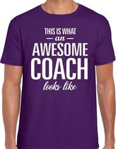 Awesome Coach cadeau t-shirt paars heren XL
