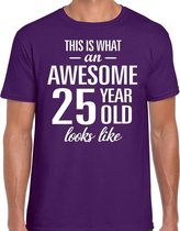 Awesome 25 year - geweldige 25 jaar cadeau t-shirt paars heren -  Verjaardag cadeau S