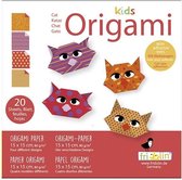 Kids Origami: KAT 15x15cm, met zelfklevers, 20 bladen met 4 verschillende  tekeningen en zelfklevers, 6+