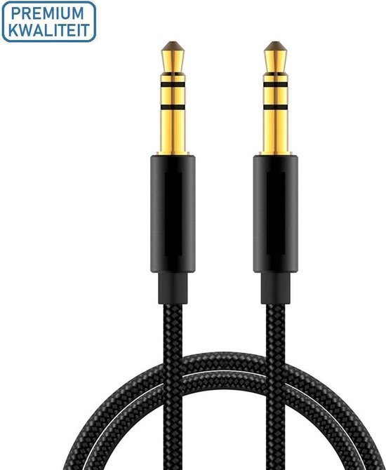 5 METER|3.5MM Jack Aux Male Kabel Naar 3.5MM Jack Male Adapter|Woven|Gold Plated |Premium Kwaliteit |Zwart / Black