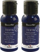 2x Blauwe textielverf flacon 34 ml - Acryl stoffen verf