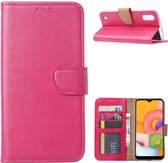 Hoesje Geschikt Voor Samsung Galaxy A01 Hoesje met Pasjeshouder - Roze/Pink