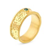 Twice As Nice Ring in goudkleurig edelstaal, 8mm, groen kristal  58