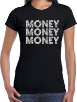 Money money money fun tekst t-shirt zwart voor dames M