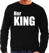 Her king sweater / trui zwart met witte letters voor heren XL