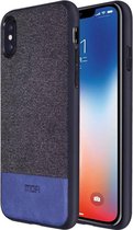 iPhone X - Shock Fabric Case - Zwart / Blauw