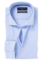 Michaelis Slim Fit overhemd - poplin - lichtblauw met wit gestreept - Strijkvrij - Boordmaat: 43