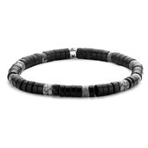 Frank 1967 7FB-0434 natuurstenen armband - stretch - zwart / grijs