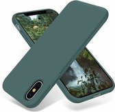 Silicone case geschikt voor Apple iPhone X / Xs - groen + glazen screen protector