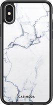 iPhone X/XS hoesje glass - Marmer grijs | Apple iPhone Xs case | Hardcase backcover zwart