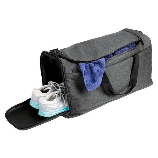 Sac de sport / sac week-end gris foncé avec compartiment à chaussures 54 cm  - 40... | bol.com