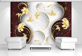 Gold Silver Floral Pattern Photo Wallcovering